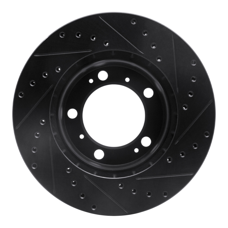 Porsche Boxster Brake Rotor (1) - Front Left - R1 Concepts - Drilled & Slotted - Black - `97-`04